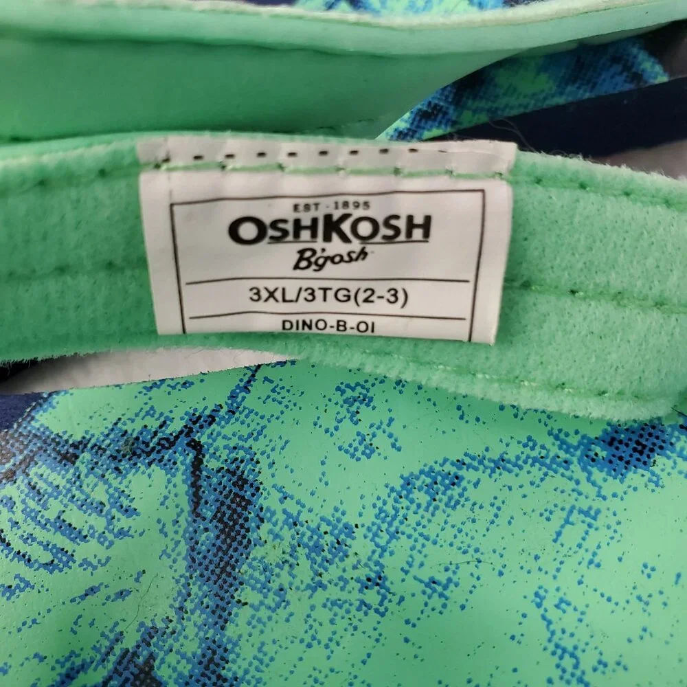 NWT OshKosh B'gosh Dinosaur Green Blue Flip Flops Kids Youth Size 2/3